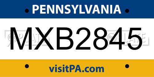 MXB2845 Pennsylvania License Plate