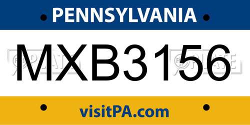 MXB3156 Pennsylvania License Plate