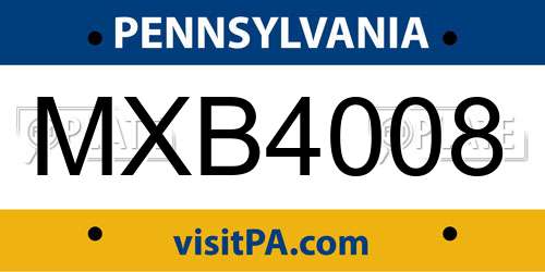 MXB4008 Pennsylvania License Plate