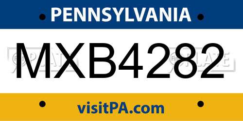 MXB4282 Pennsylvania License Plate