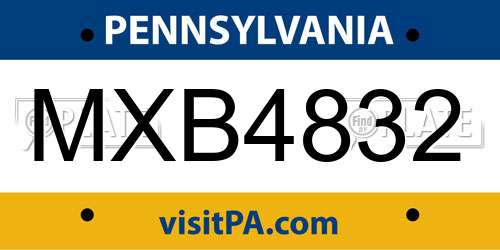 MXB4832 Pennsylvania License Plate