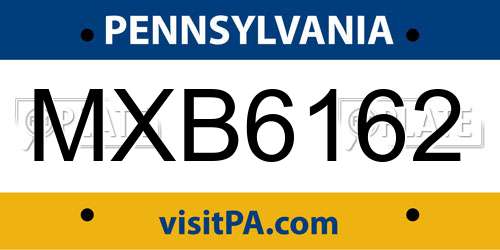 MXB6162 Pennsylvania License Plate