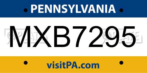 MXB7295 Pennsylvania License Plate