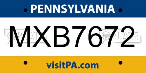 MXB7672 Pennsylvania License Plate