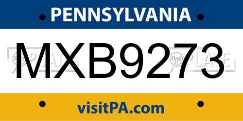 MXB9273 Pennsylvania License Plate