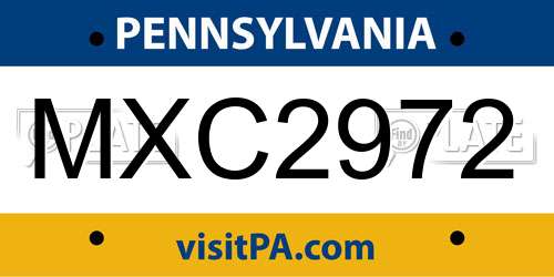 MXC2972 Pennsylvania License Plate