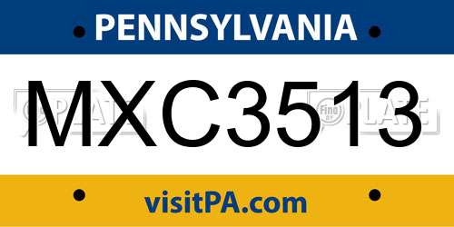 MXC3513 Pennsylvania License Plate