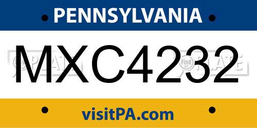 MXC4232 Pennsylvania License Plate