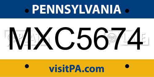 MXC5674 Pennsylvania License Plate
