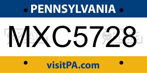 MXC5728 Pennsylvania License Plate