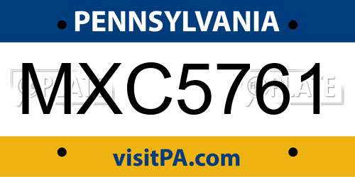 MXC5761 Pennsylvania License Plate