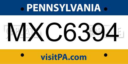 MXC6394 Pennsylvania License Plate