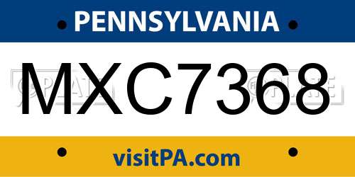 MXC7368 Pennsylvania License Plate