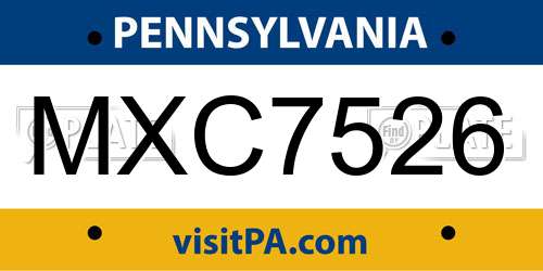 MXC7526 Pennsylvania License Plate