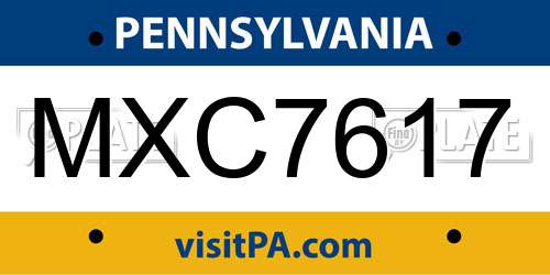 MXC7617 Pennsylvania License Plate