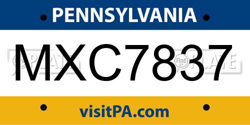 MXC7837 Pennsylvania License Plate