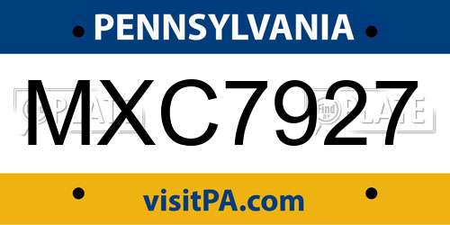MXC7927 Pennsylvania License Plate