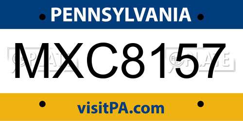 MXC8157 Pennsylvania License Plate
