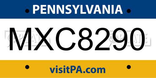 MXC8290 Pennsylvania License Plate