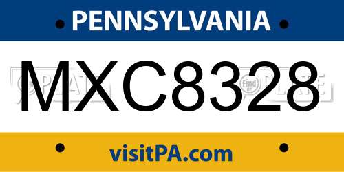 MXC8328 Pennsylvania License Plate