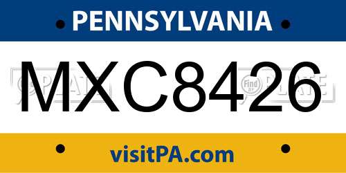 MXC8426 Pennsylvania License Plate