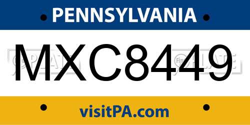 MXC8449 Pennsylvania License Plate