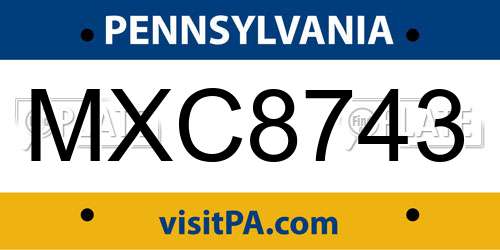 MXC8743 Pennsylvania License Plate