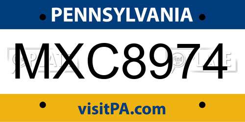 MXC8974 Pennsylvania License Plate