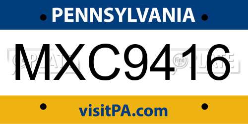 MXC9416 Pennsylvania License Plate