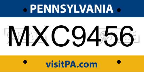 MXC9456 Pennsylvania License Plate