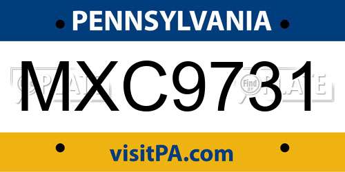 MXC9731 Pennsylvania License Plate