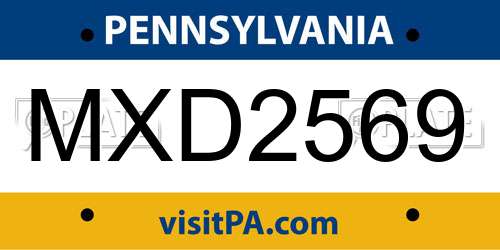 MXD2569 Pennsylvania License Plate