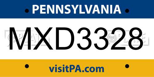 MXD3328 Pennsylvania License Plate