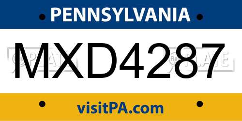 MXD4287 Pennsylvania License Plate