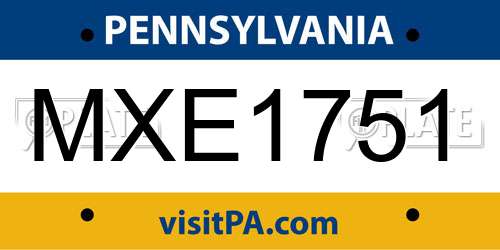 MXE1751 Pennsylvania License Plate