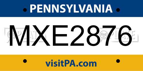 MXE2876 Pennsylvania License Plate