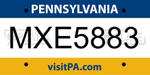MXE5883 Pennsylvania License Plate