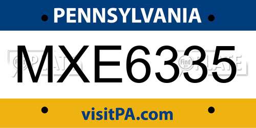 MXE6335 Pennsylvania License Plate