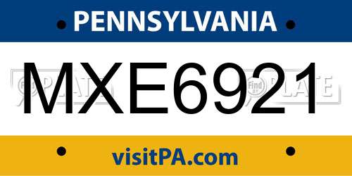 MXE6921 Pennsylvania License Plate
