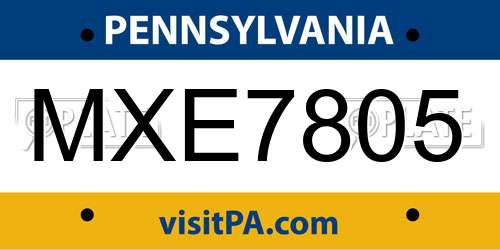 MXE7805 Pennsylvania License Plate