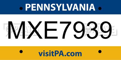 MXE7939 Pennsylvania License Plate