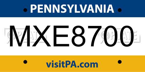 MXE8700 Pennsylvania License Plate