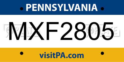 MXF2805 Pennsylvania License Plate