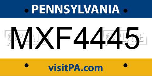 MXF4445 Pennsylvania License Plate