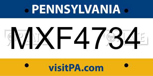 MXF4734 Pennsylvania License Plate