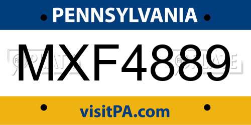 MXF4889 Pennsylvania License Plate