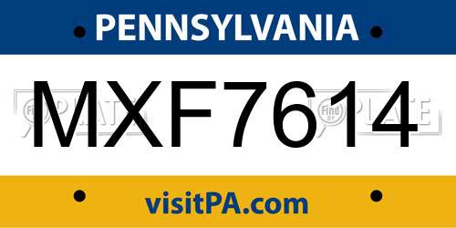 MXF7614 Pennsylvania License Plate