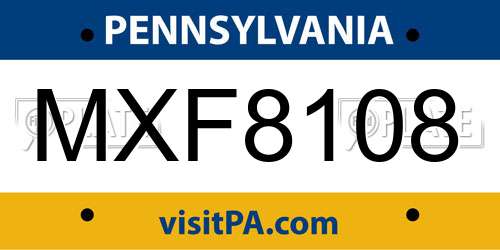 MXF8108 Pennsylvania License Plate