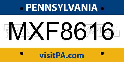 MXF8616 Pennsylvania License Plate