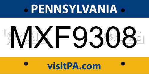 MXF9308 Pennsylvania License Plate